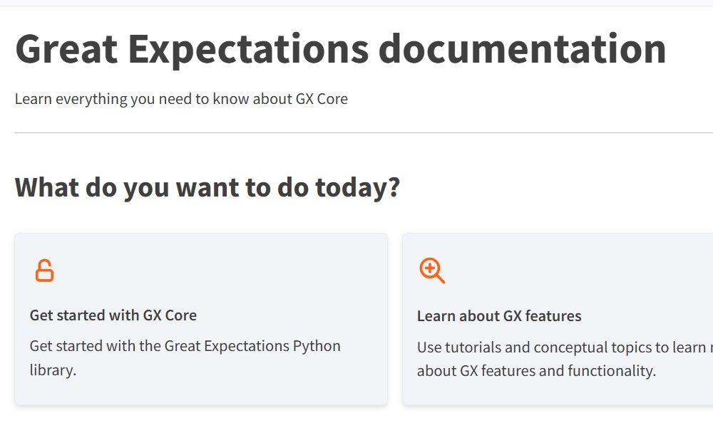 Home page of the Great Expectations documentation portal